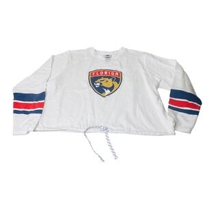 Cropped NHL Florida Panthers Sweatshirt White Excellent Women XL